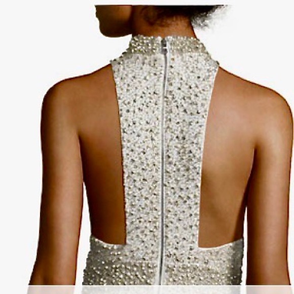 Alice + Olivia Dresses & Skirts - ALICE+OLIVIA EMBELLISHED FIT & FLAIR, OFF WHITE, FULLY BEADED, SQUARE RACER BACK